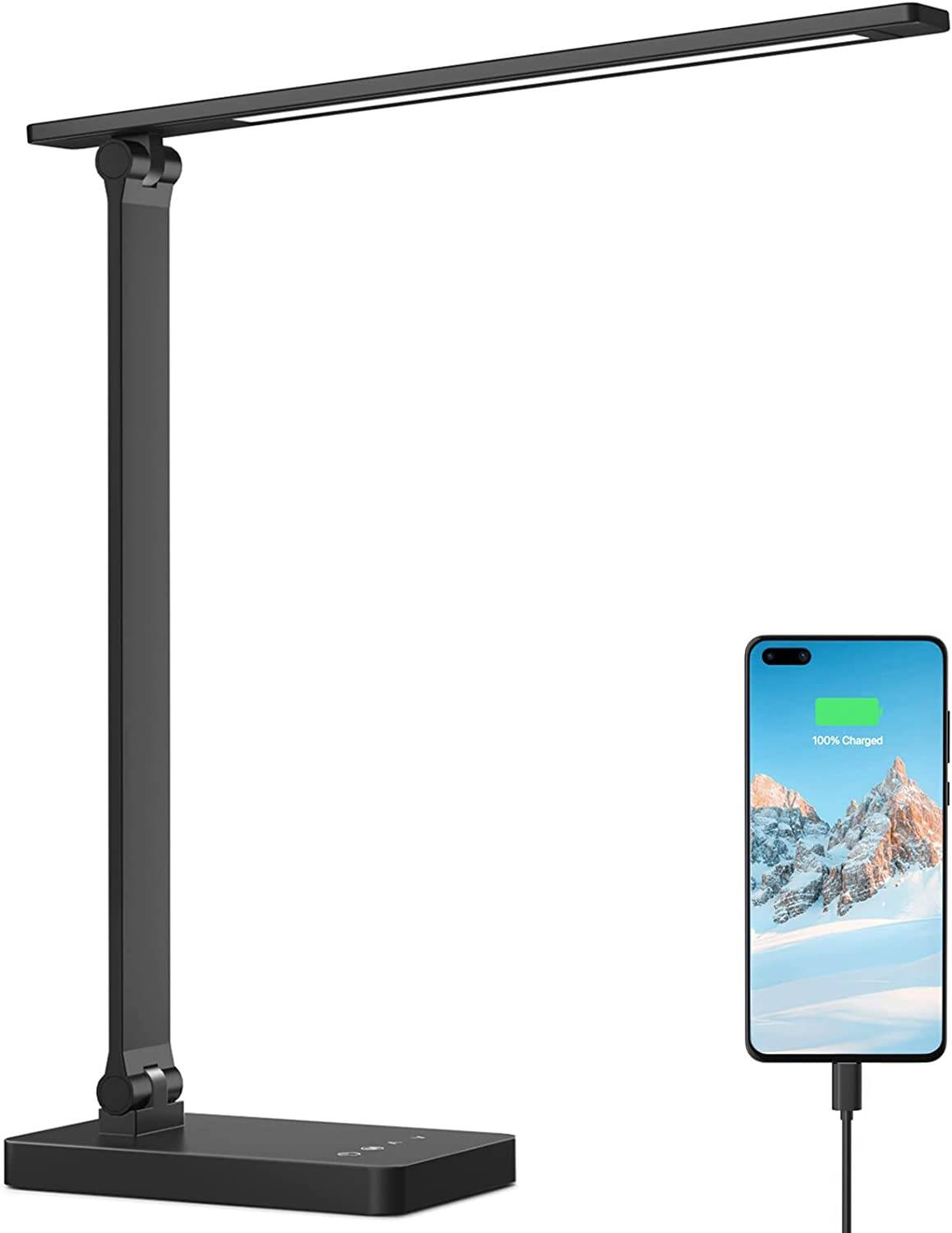 Lepro LED Desk Lamp (Dimmable, with USB Charging Port)