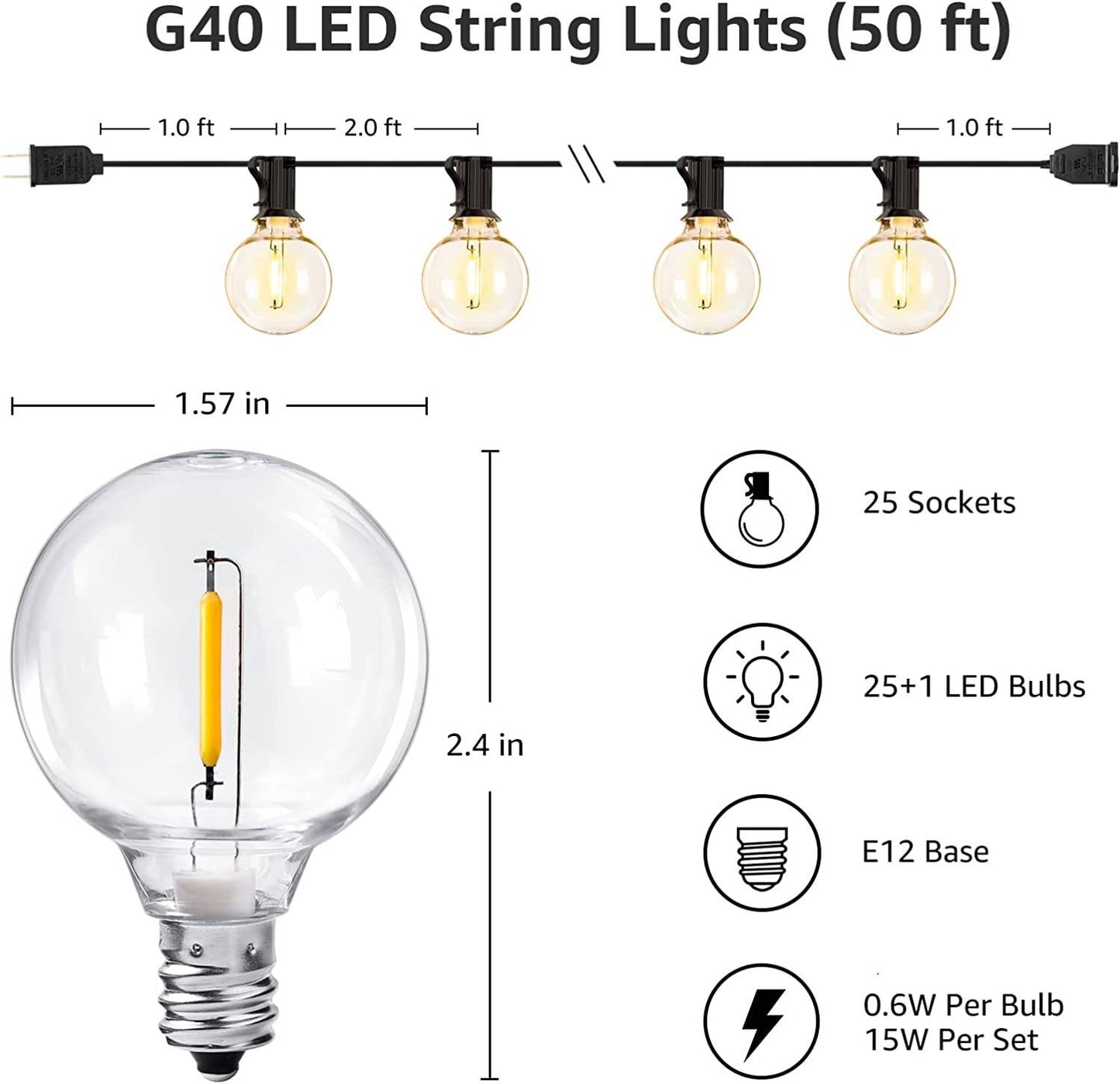 Lepro Outdoor String Lights (50ft)