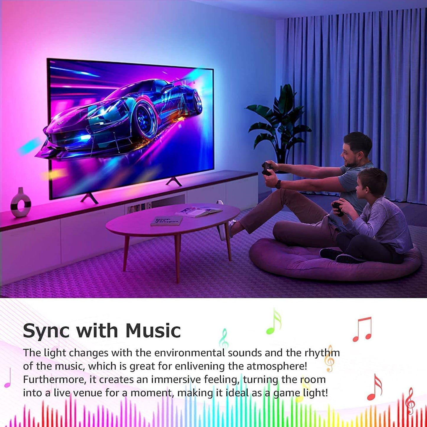 Lepro 16.4ft MagicColor Music Sync LED Strip Lights