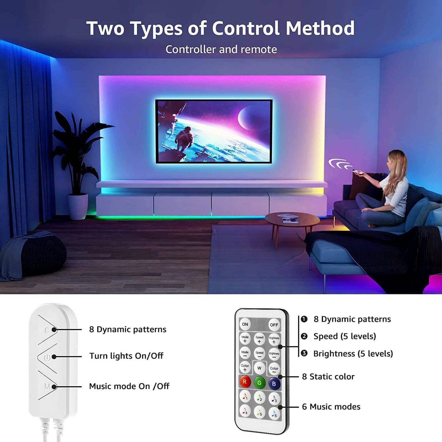 Lepro 16.4ft MagicColor Music Sync LED Strip Lights