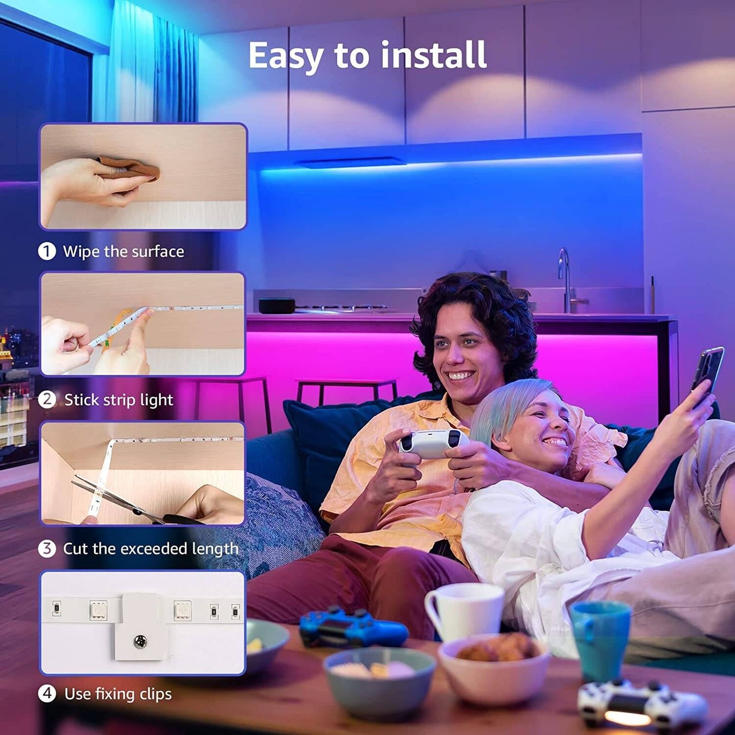 Lepro 32.8ft Waterproof RGB LED Strip Lights Kit