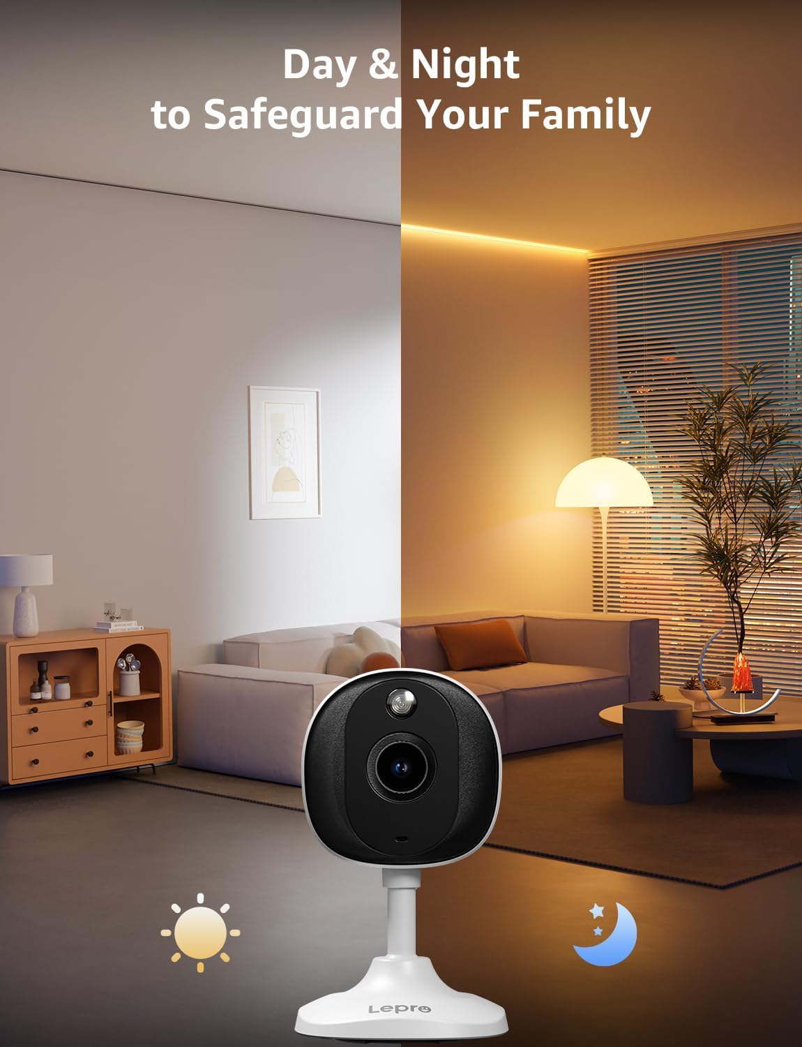 Lepro 2K Security Indoor & Outdoor Camera for Baby Care, Pet Monitoring, Remote Intercom, Night Vision, 2-Way Audio, Cloud & SD Card Storage (SD Card Not Included)