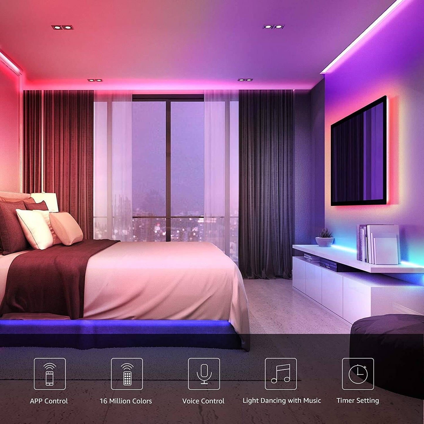 Lepro 32.8ft Music Sync RGB LED Strip Lights