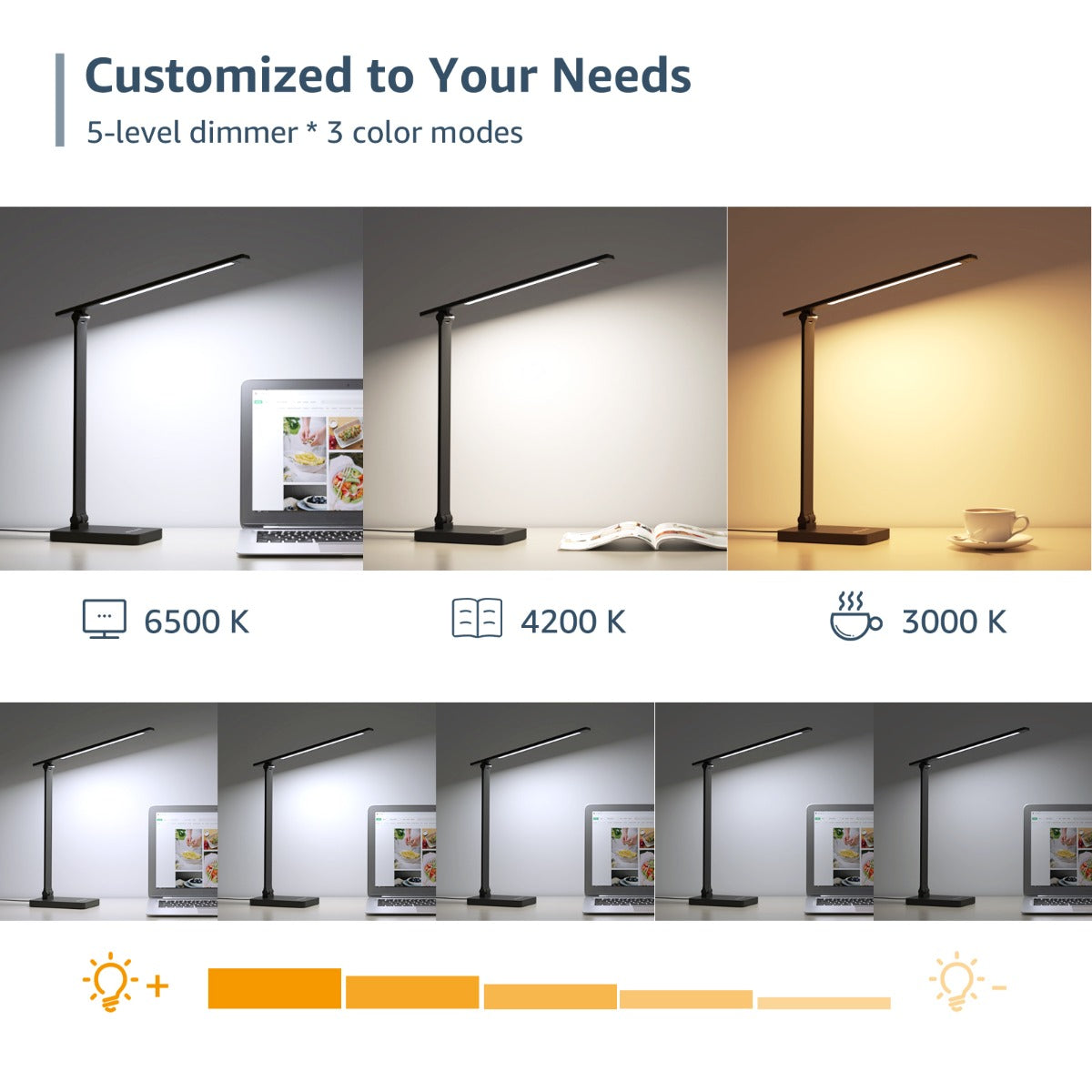 Lepro Touch-Control LED Desk Lamp – Dimmable with 3 Color Modes for Home & Office