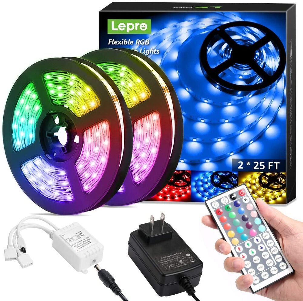 Lepro RGB LED Strip Lights Set (2x25ft) with 12V ETL Adapter (50ft )