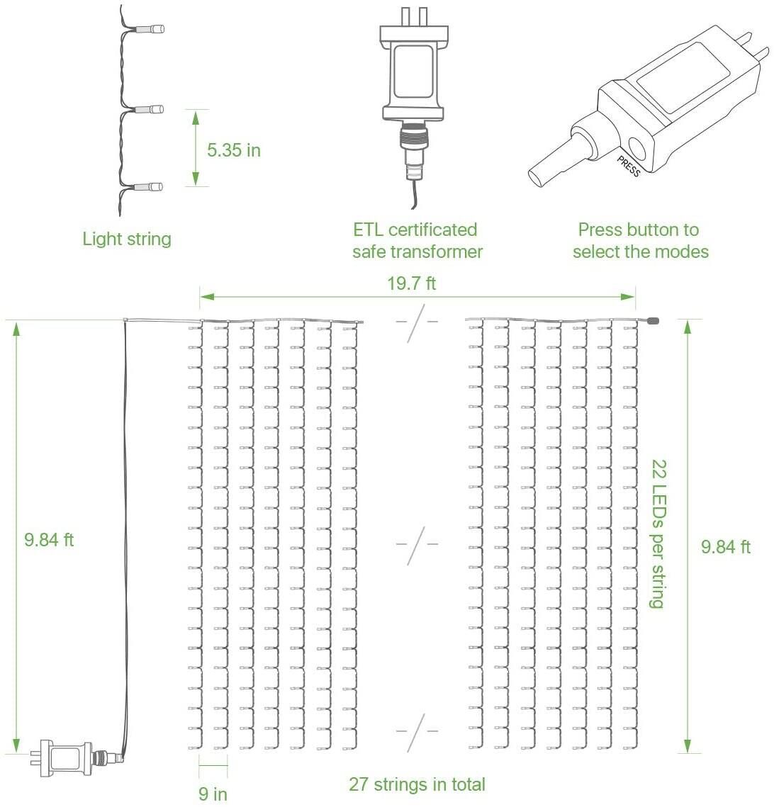 Lepro LED Curtain Lights for Bedroom