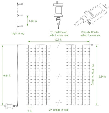 Lepro LED Curtain Lights for Bedroom