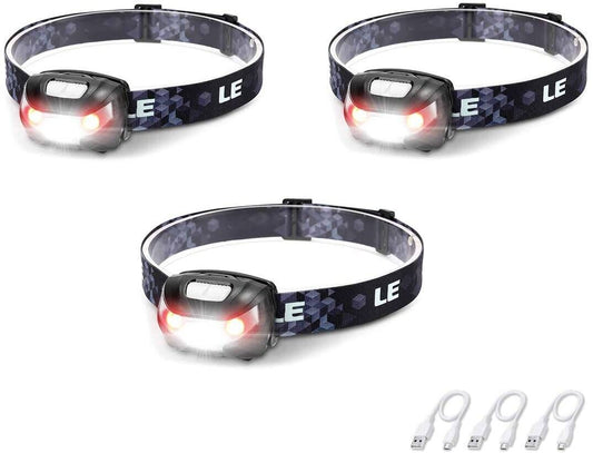 Lepro 3 Pack LED Headlamp Rechargeable