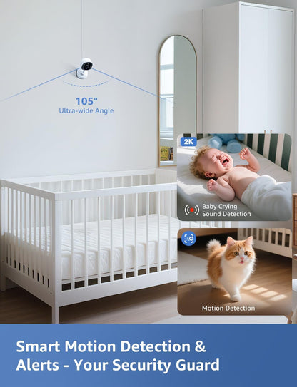 Lepro 2K Security Indoor & Outdoor Camera for Baby Care, Pet Monitoring, Remote Intercom, Night Vision, 2-Way Audio, Cloud & SD Card Storage (SD Card Not Included)