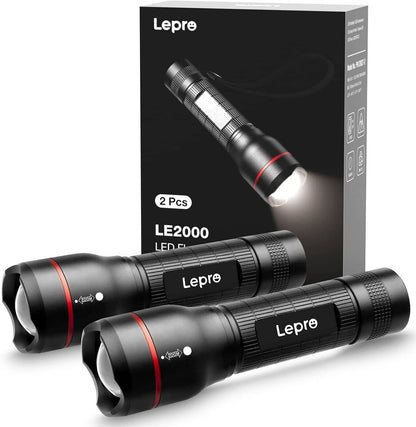 Lepro LED Tactical Flashlight (AAA Battery, 2-Pack)