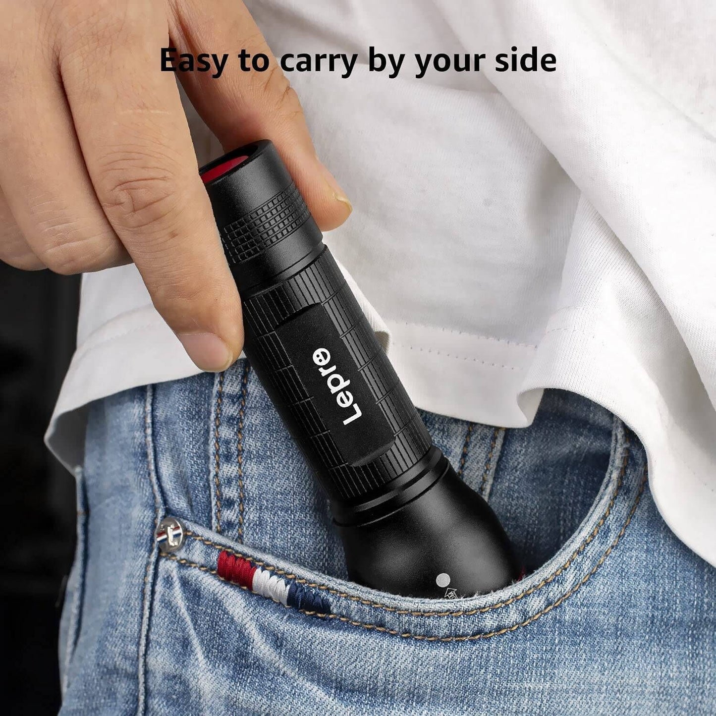 Lepro LED Tactical Flashlight (AAA Battery, 2-Pack)