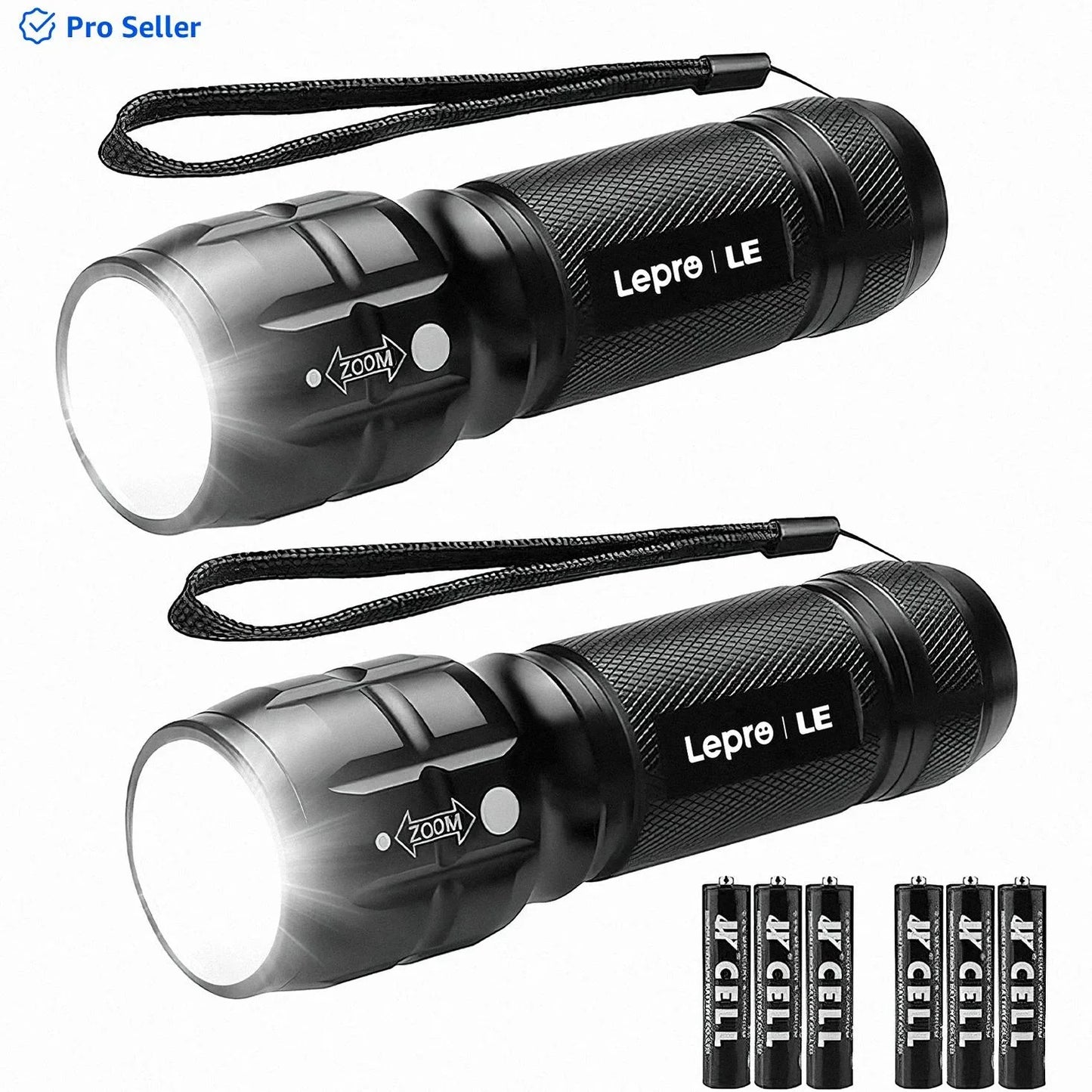 Lighting EVER LED Flashlights High Lumens, Small Flashlight, Zoomable, Waterproof, Adjustable Brightness Flash Light for Outdoor, Emergency, AAA Batteries Included