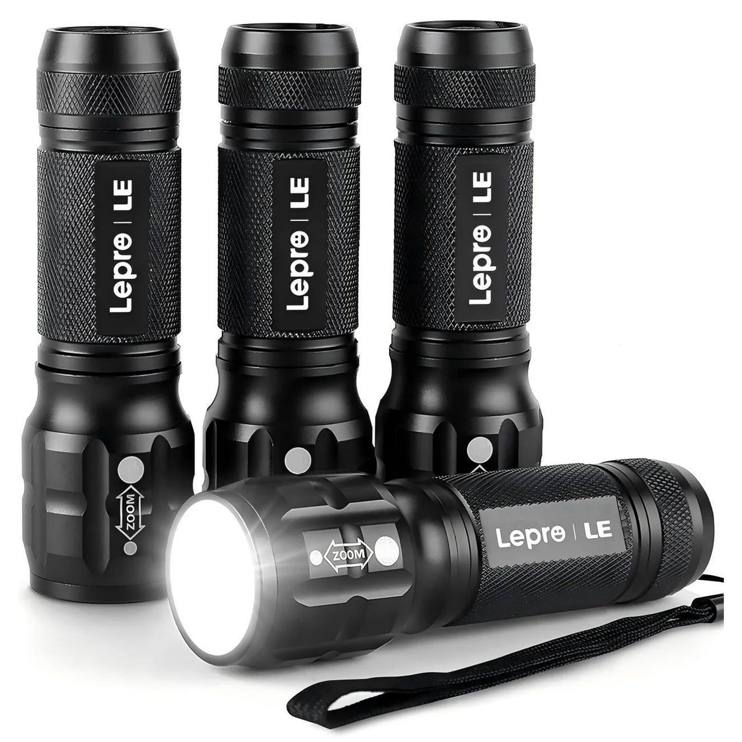 Lepro 2-Packs LED Flash Light LE1000 High Lumens, Mini Multifunction Tactical Flashlight , Zoomable, Waterproof, Adjustable Brightness, for Camping, Outdoor and Emergency Use (AAA Batteries Included)