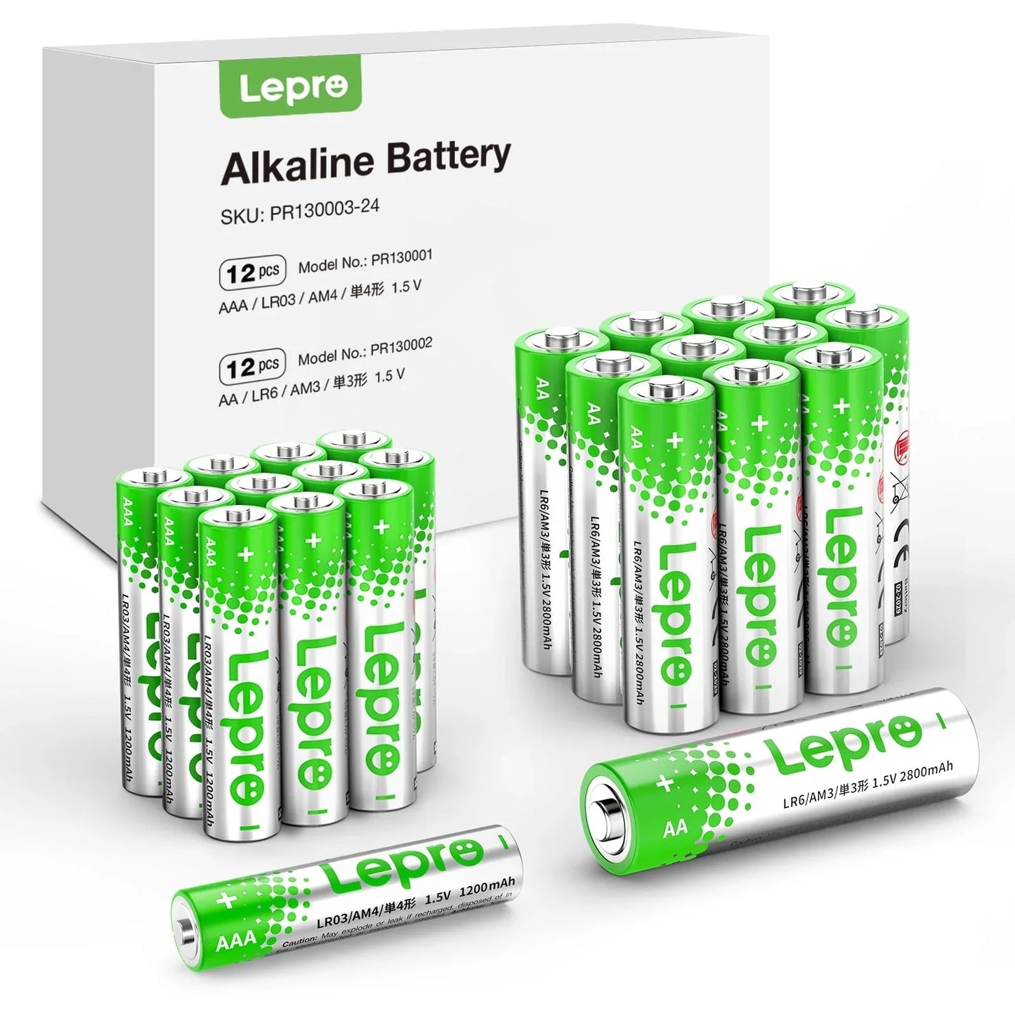 Lepro AA Batteries Value Pack , Double A Alkaline Batteries, Anti-Leak, Anti-Corrosion, Ideal for Household and Business , Non-Rechargeable