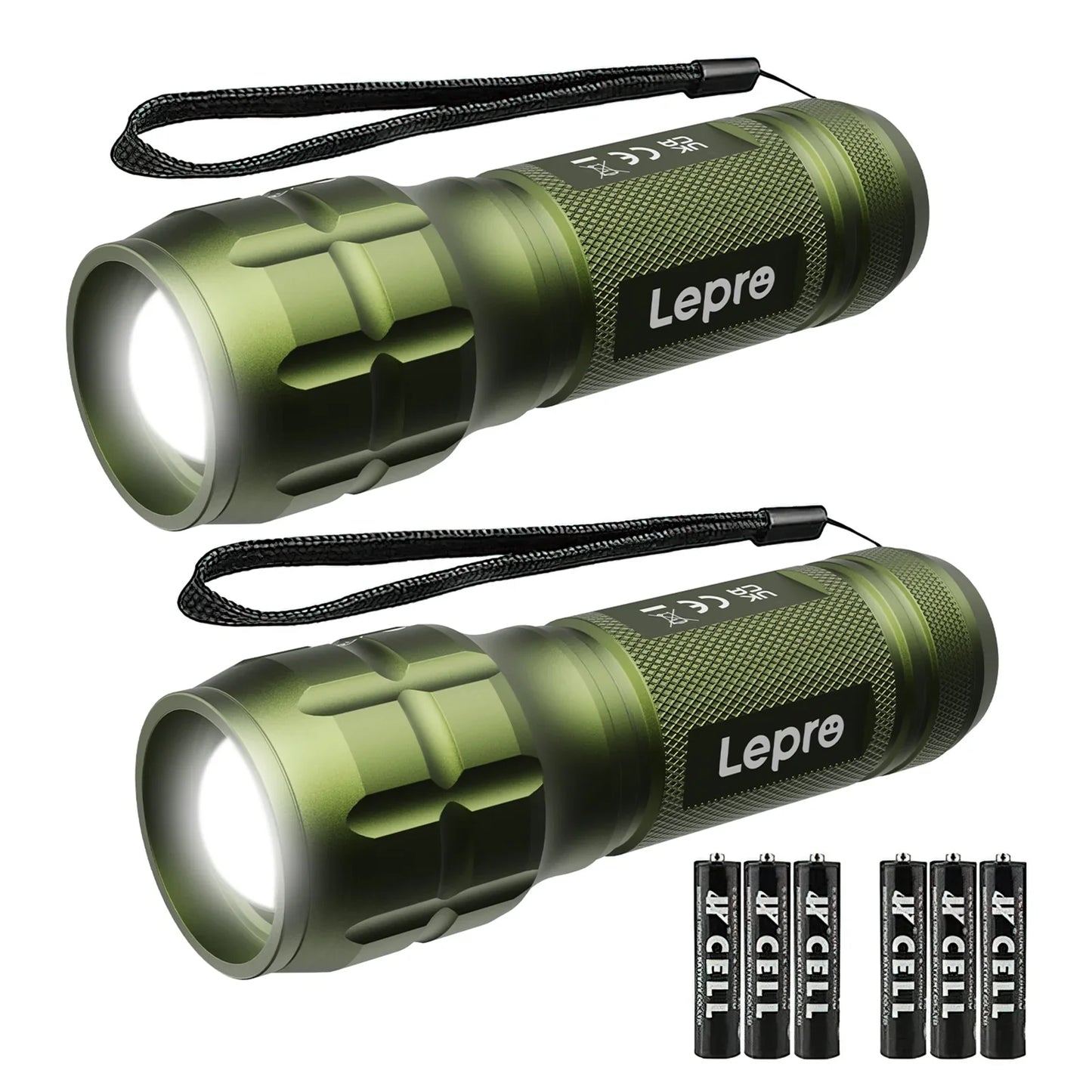 Lighting EVER LED Flashlights High Lumens, Small Flashlight, Zoomable, Waterproof, Adjustable Brightness Flash Light for Outdoor, Emergency, AAA Batteries Included