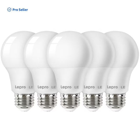 Lepro LED Light Bulbs 60 Watt Eqv Annual Save $6.12 per, 9W 800 Lumens Non-Dimmable, Daylight White 5000K, A19 E26 Standard Medium Base, 10000 Hour Lifetime 5 Count