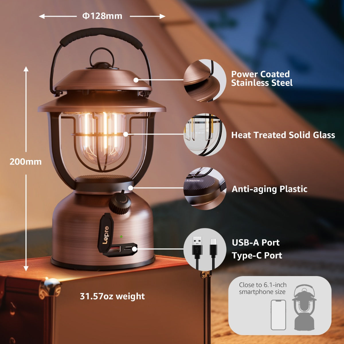 Lepro Retro LED Camping Lantern